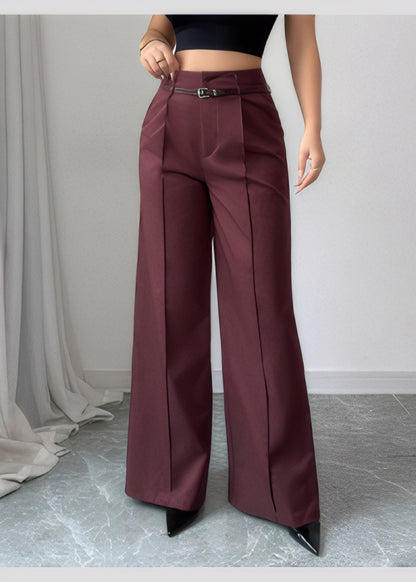 Elegant High-Waisted Straight Leg Trousers with Belt
