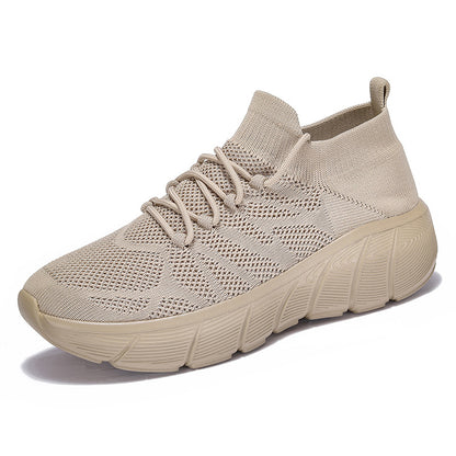 Unisex Casual Flyknit Socks Shoes with Thick Sole (Couple/Student Fashion)