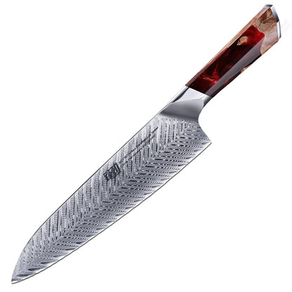 Fengjin Damascus Pattern Western Chef's Knife with Resin Handle