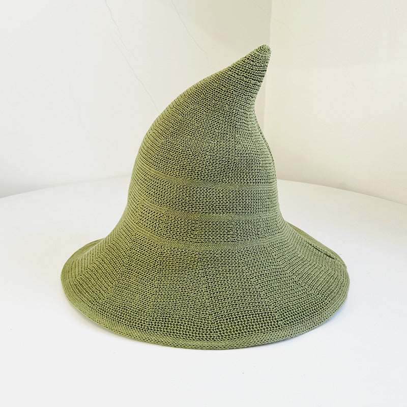 Knitted Pointed Top Witch Hat | Wide Brim Halloween Party