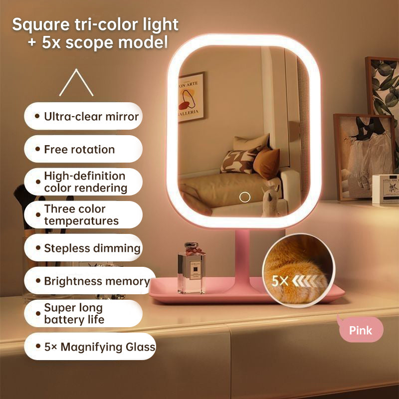 LED Lighted Makeup Vanity Mirror with 5x Magnification & 270° Rotation