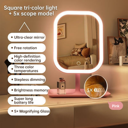 LED Lighted Makeup Vanity Mirror with 5x Magnification & 270° Rotation
