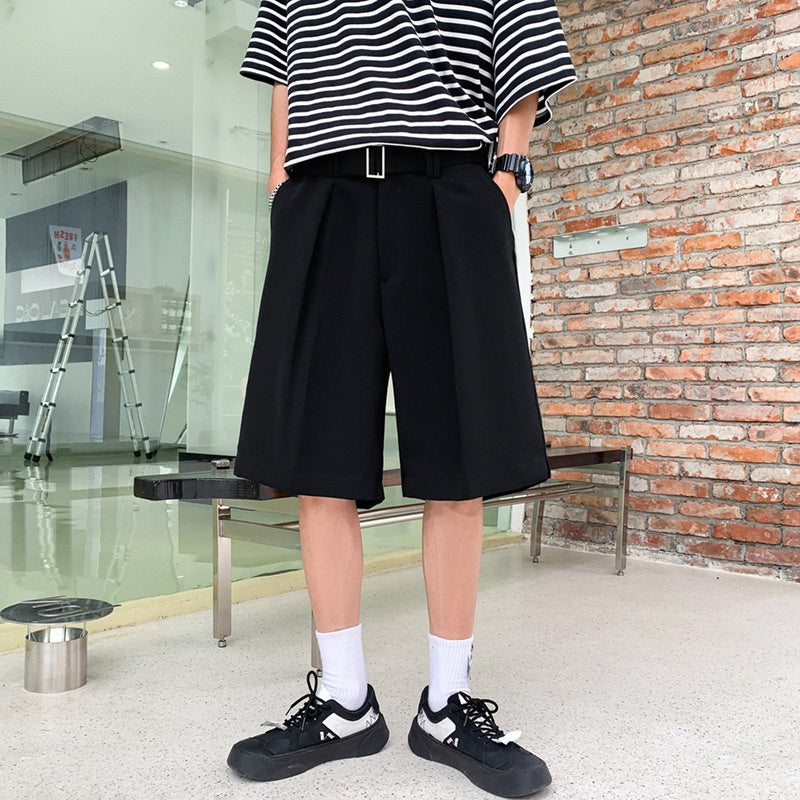 Men's Elegant White Suit Shorts – Premium Relaxed Fit Knee-Length Summer Casual Pants
