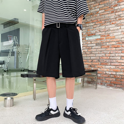 Men's Elegant White Suit Shorts – Premium Relaxed Fit Knee-Length Summer Casual Pants