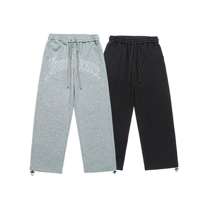 Unisex Loose Fit Sweatpants with Drawstring and Large Letter Print