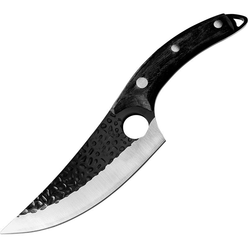 Professional Handmade Forged Butcher Knife - 5.5" High Clad Steel Boning Knife with Leather Sheath (Serbian Style Chef Knife)