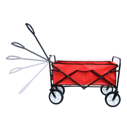 Folding Wagon Garden Shopping Beach Cart – Heavy Duty Red Utility Cart