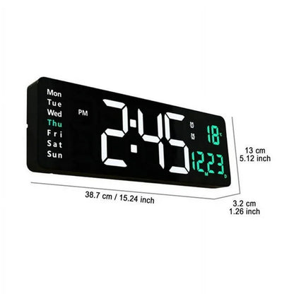 Modern RGB Digital Wall Mount Clock with Dual Alarms & Memory Function