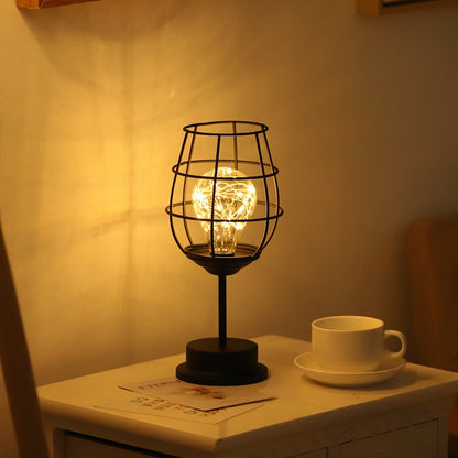 Creative Iron Wine Bottle Night Light - Retro Industrial LED Lamp for Home & Table Decor