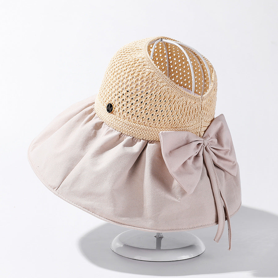 Women's Summer Wide Brim Sun Hat - Foldable Beach Visor with UV Protection