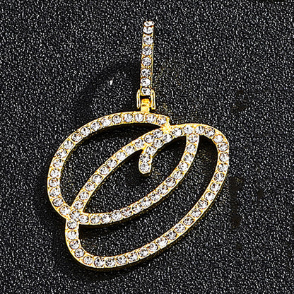 Iced Out Initial Letter Pendant Cuban Chain Necklace