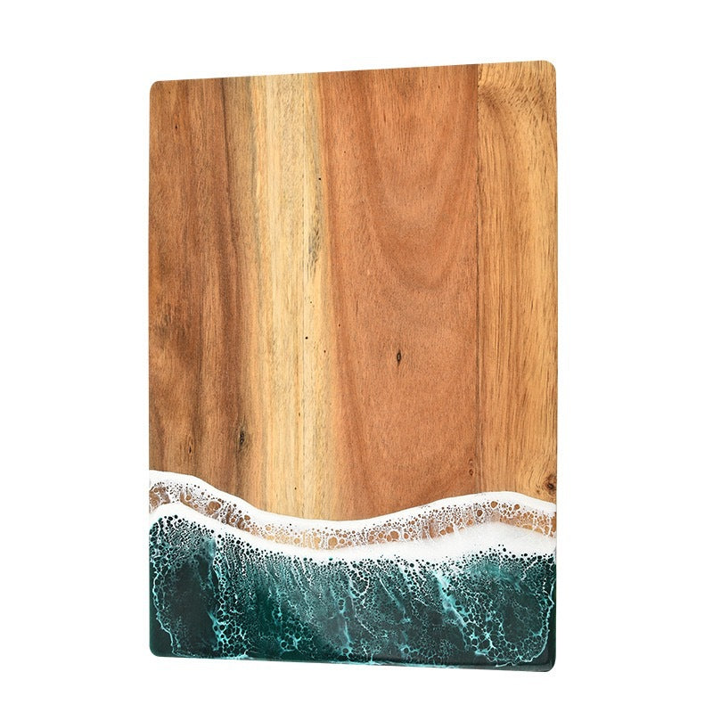 Luxury Wave Spliced Acacia Wood Chopping Board | Artistic Resin Kitchenware