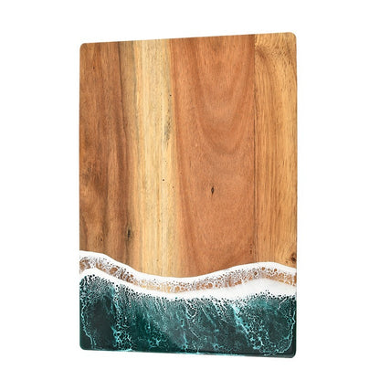 Luxury Wave Spliced Acacia Wood Chopping Board | Artistic Resin Kitchenware