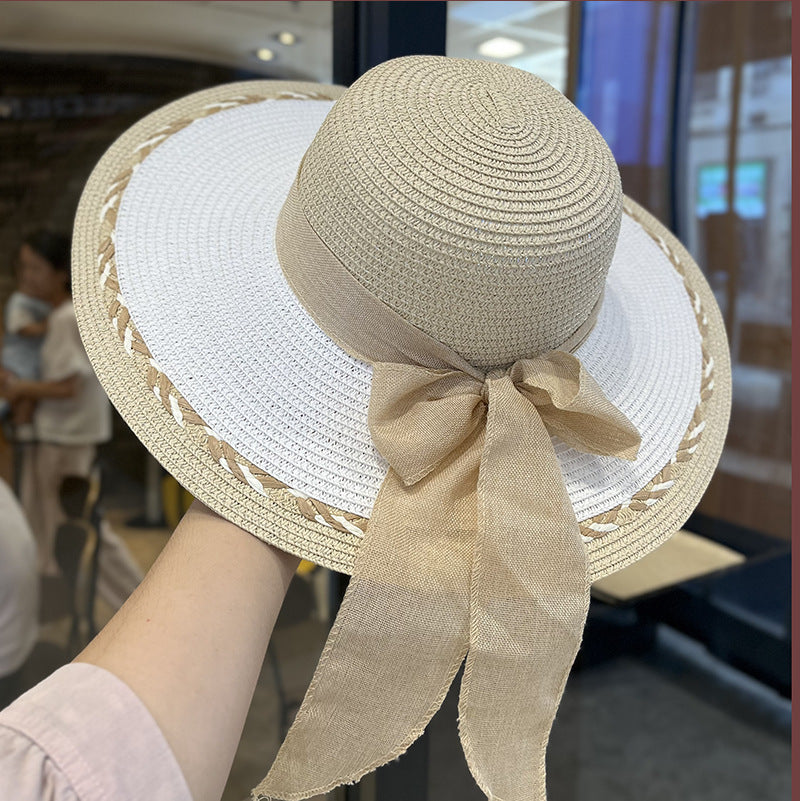 Women's Summer Straw Tote Bag & Wide-Brim Sun Hat Set