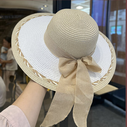 Women's Summer Straw Tote Bag & Wide-Brim Sun Hat Set