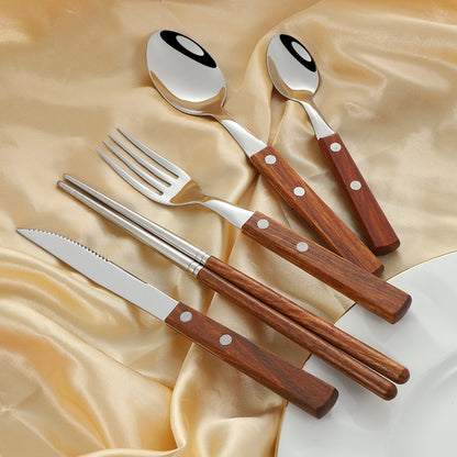 304 Stainless Steel Western Cutlery Set with Japanese Rosewood Handle