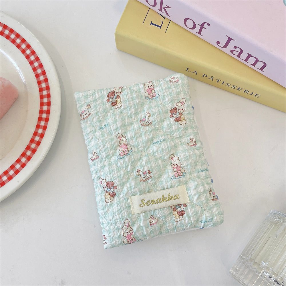 Cute Embossed Cartoon Passport Protection Cover - Quilted Fabric Travel Document Bag & Card Holder