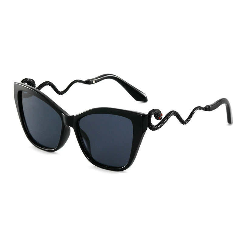 Retro Cat Eye Sunglasses with Metal Snake Temple Design | Trendy Party Shades