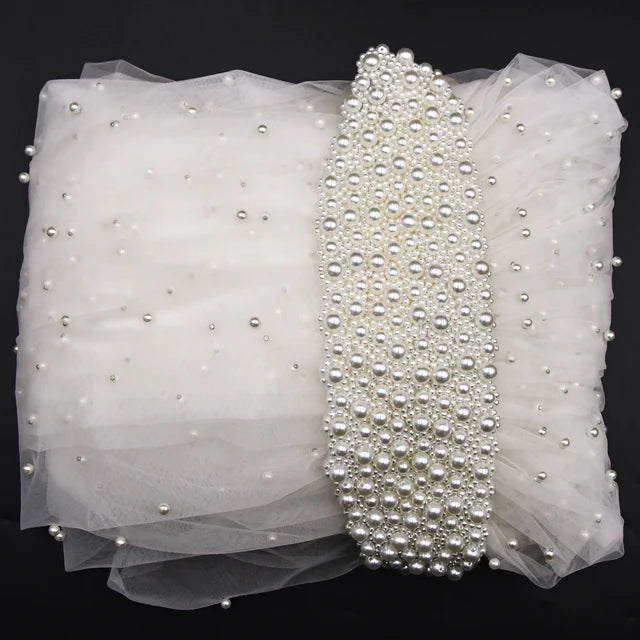 Royal Cathedral Length Wedding Veil with Pearl Beaded Headband / Extra Long Bridal Veil with Comb Hair Accessories