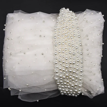 Royal Cathedral Length Wedding Veil with Pearl Beaded Headband / Extra Long Bridal Veil with Comb Hair Accessories