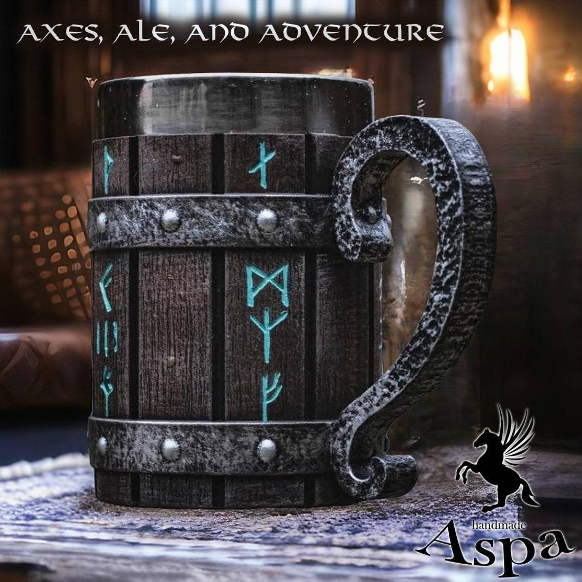 Handmade Viking Wooden Beer Mug - Retro Barrel Large Capacity Tankard with Stainless Steel Interior