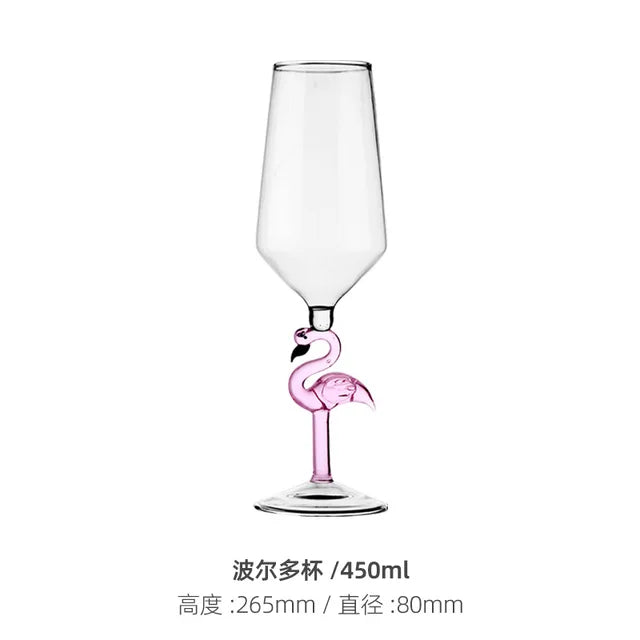 Creative Flamingo Stem Crystal Wine Glass | Luxury Pink Flamingo Cocktail & Champagne Goblet