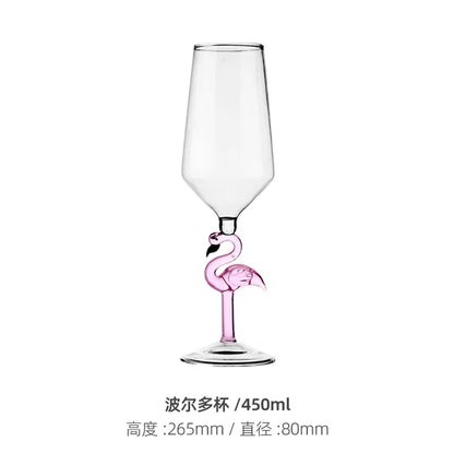 Creative Flamingo Stem Crystal Wine Glass | Luxury Pink Flamingo Cocktail & Champagne Goblet