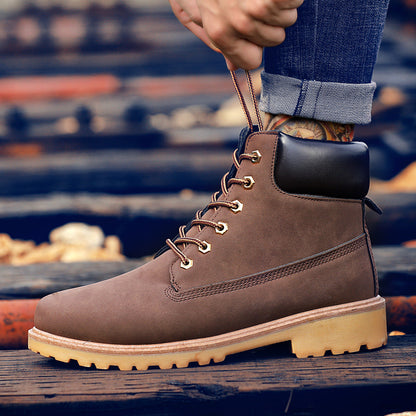 Men's High Top Martin Boots - Fashionable Casual Workwear Winter Shoes