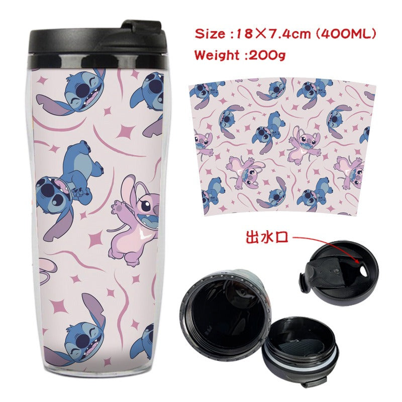 Cute Stitch Cartoon Double-Layer Insulated Travel Mug - 400ml