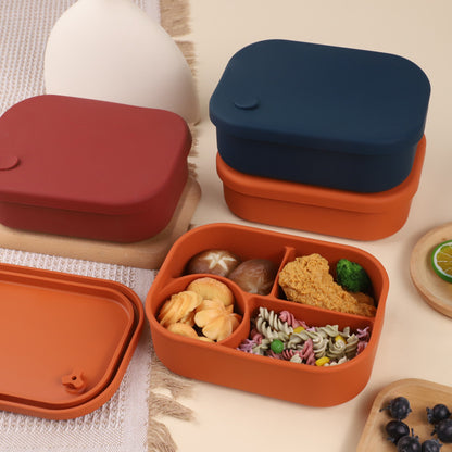 Food Grade Silicone Compartment Lunch Box - Microwave Safe Bento Box