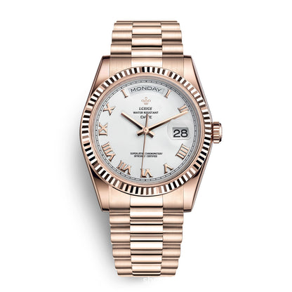Luxury Gold-Tone Business Watch - Elegant Calendar Wristwatch for Men