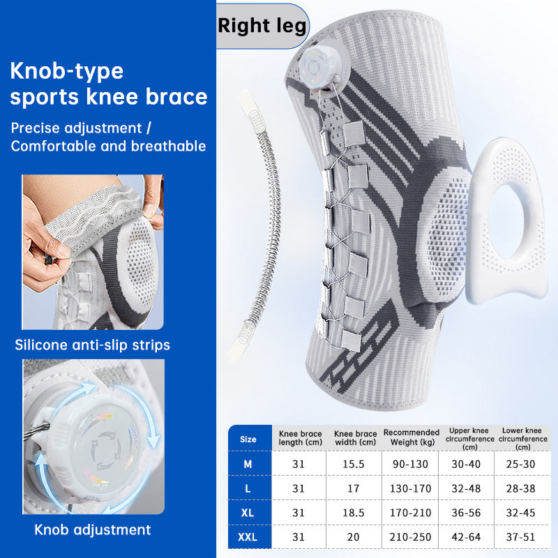 Adjustable Knob Sports Knee Brace | Non-Slip Compression Knee Pads