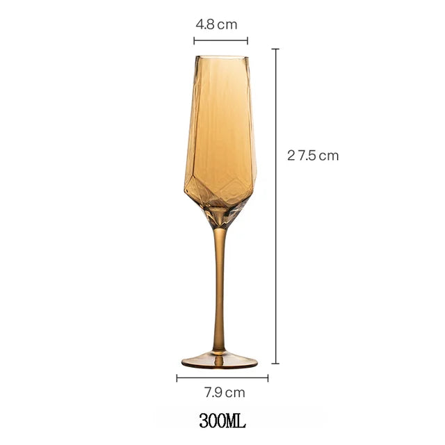 Nordic Gold Amber Crystal Glassware | Elegant Diamond Whisky Cup & Champagne Flute | Light Luxury Tableware
