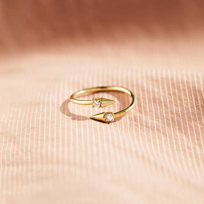 Gold Plated 925 Silver Bypass Ring with Zircon Points