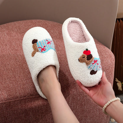 Warm Thick-Soled Woolen Cotton Slippers for Dog Lovers