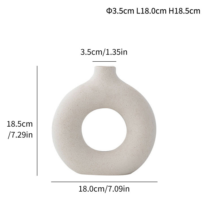 Minimalist Ceramic Nordic Vase – Creative Modern Doughnut Vase for Home Decor