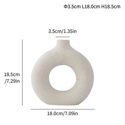 Minimalist Ceramic Nordic Vase – Creative Modern Doughnut Vase for Home Decor