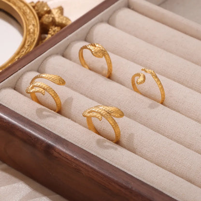 Gold Tone Coiled Snake Bypass Ring
