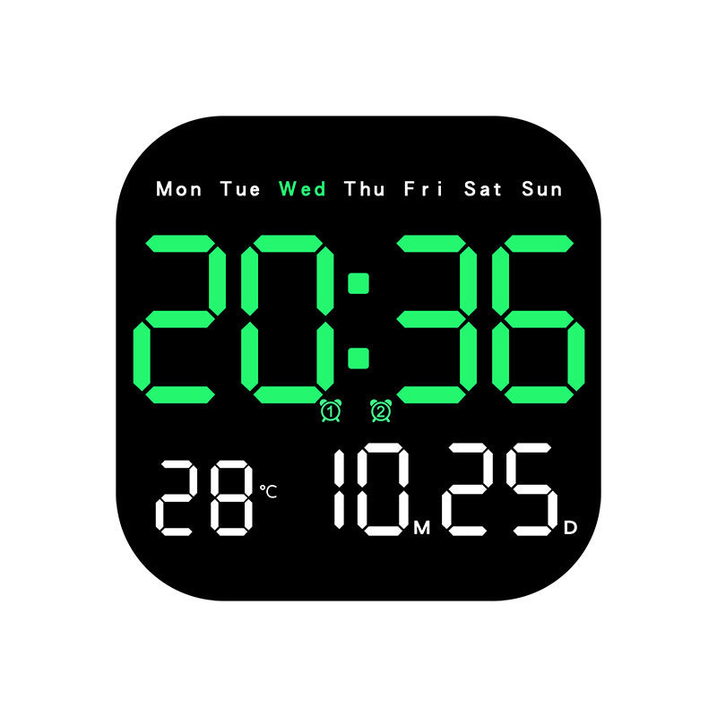 Modern Green LED Digital Clock for Home Office, Living Room & Bedroom