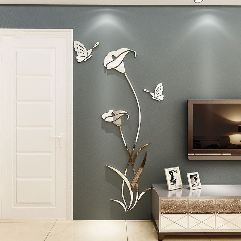 3D Crystal Acrylic Lily Wall Stickers – Creative Floral Wall Art for Living Room & Bedroom