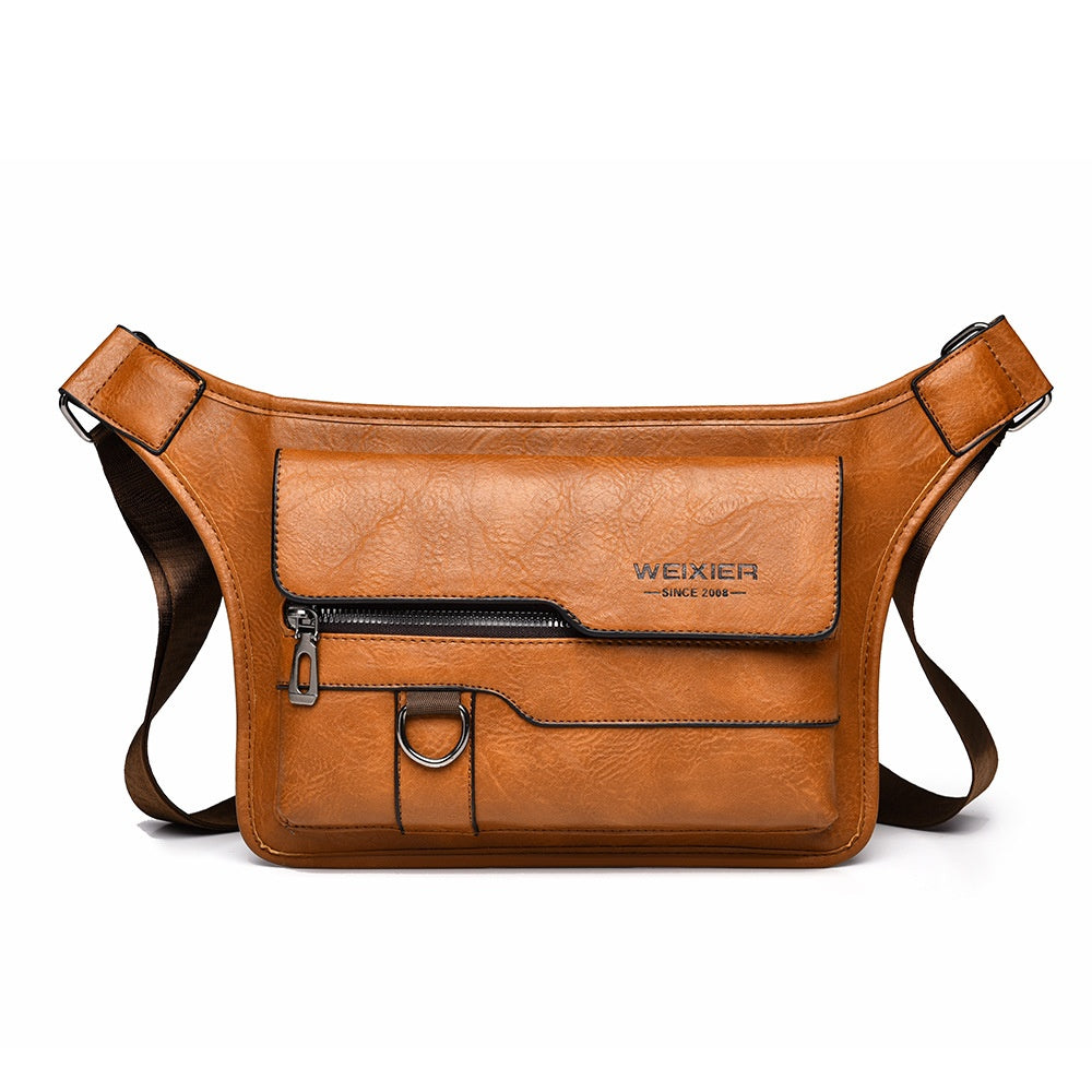 Men's Large Capacity Waterproof Faux Leather Crossbody Shoulder Messenger Bag