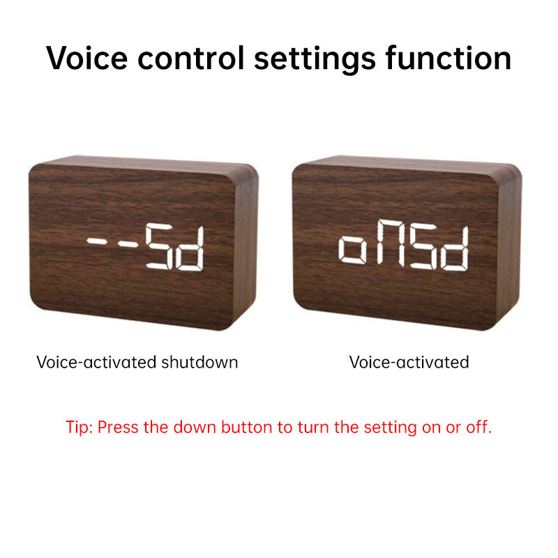 Modern Wooden LED Digital Desk Clock