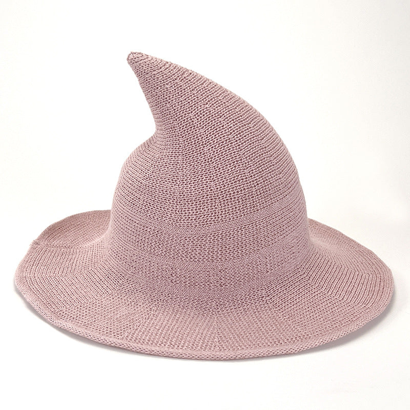 Knitted Pointed Top Witch Hat | Wide Brim Halloween Party
