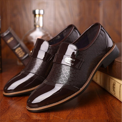 Premium Glossy Textured Dress Shoes with Metal Strap for Men
