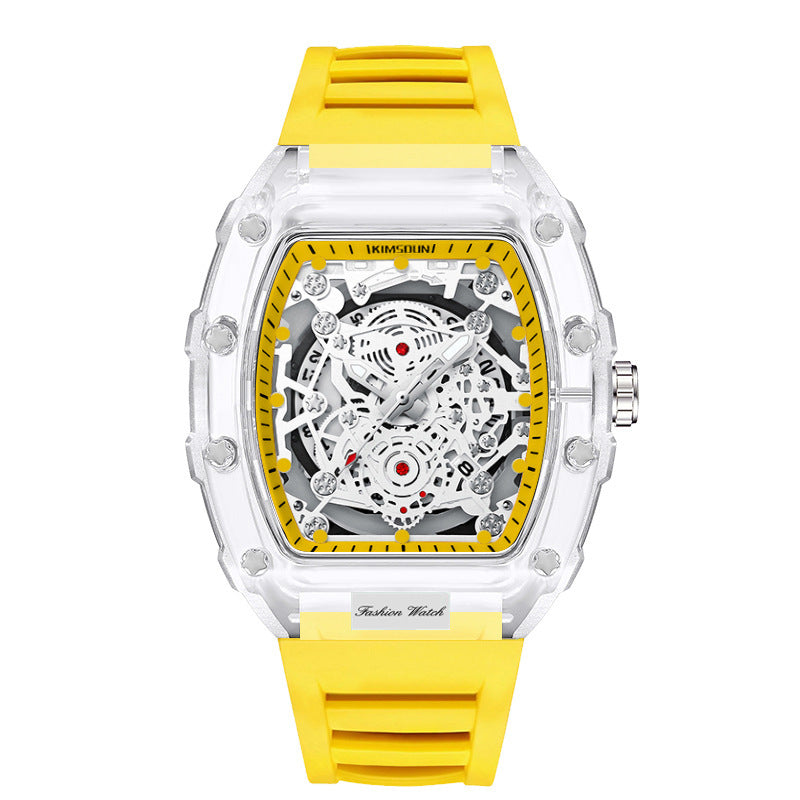 Luxury Fashion Transparent Men's Watch - Luxury Tonneau Quartz Sports Watch