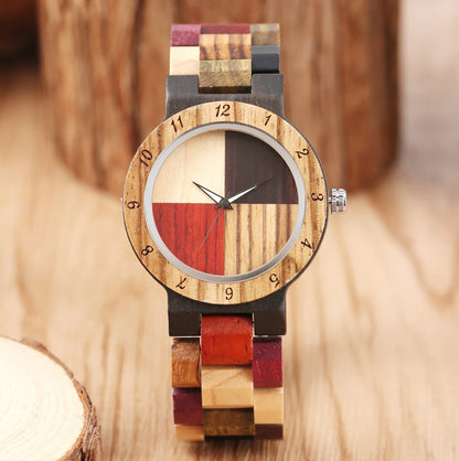 Stylish Wooden Couple Watches - Handmade Eco-Friendly Quartz Watch with Multi-Color Wood Band