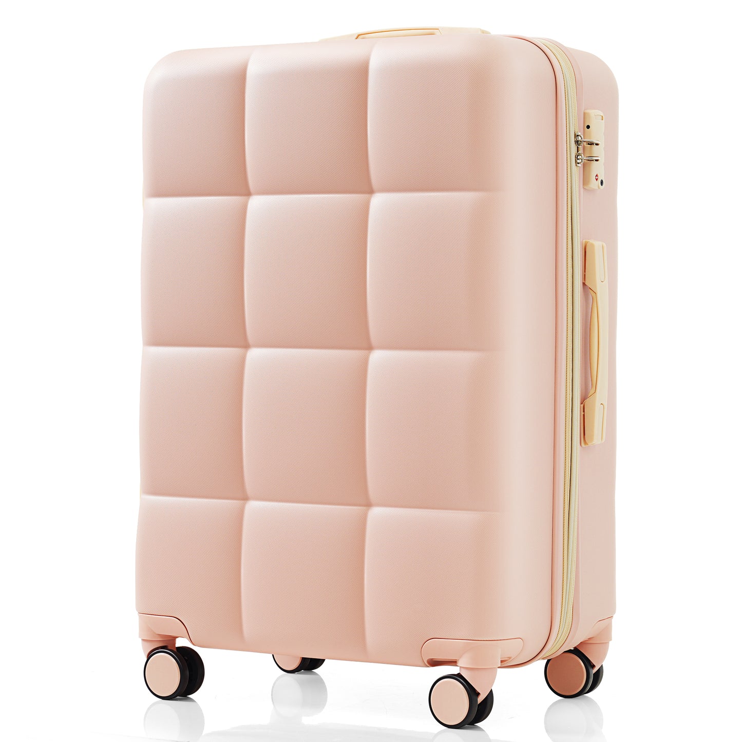 20-Inch ABS Hardshell Carry-on Suitcase with USB Charging Port & Cup Holder - Pink