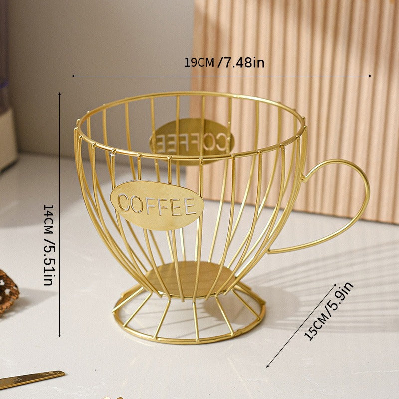 Elegant Mug-Shaped Coffee Pod Holder - Large Capacity Metal Capsule Organizer