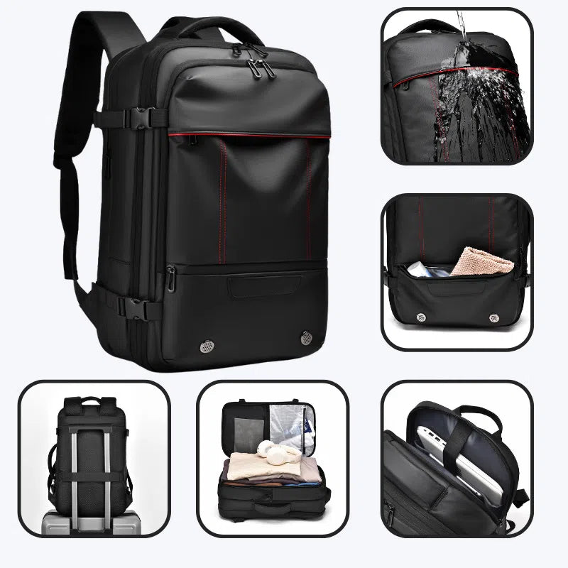 Men's Large Capacity Business Travel Backpack with Expansion and Vacuum Compression