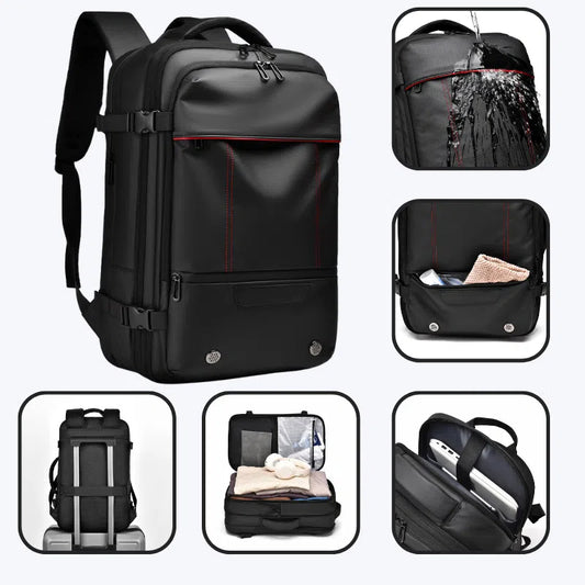 Men's Large Capacity Business Travel Backpack with Expansion and Vacuum Compression